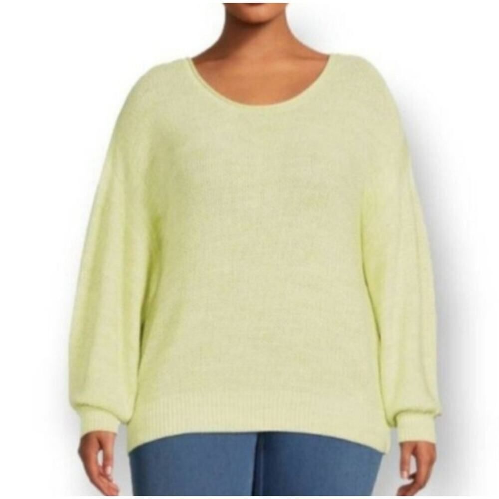 TERRA & SKY LIME SWEATER SZ.2X EUC.
